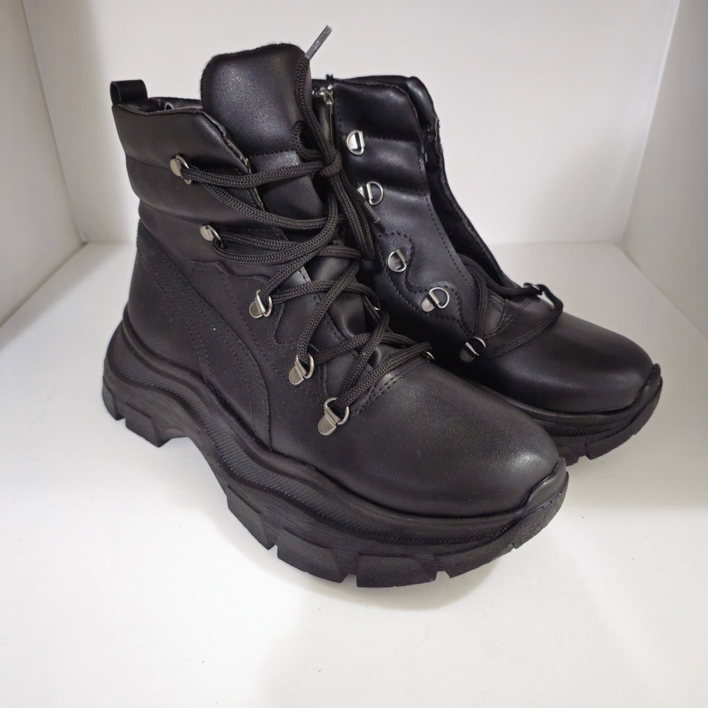 Combat Boots Unisex Black High Top Size 40 EUR, US 7.5, UK 7 Made in Turkiye